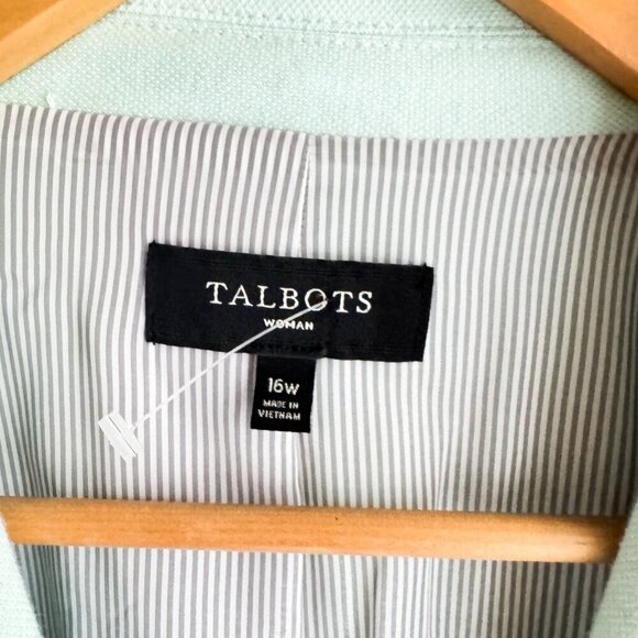 Talbots Sea-foam Green Plus Size Classic Blazer 16W - Picture 2 of 6
